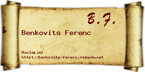 Benkovits Ferenc névjegykártya